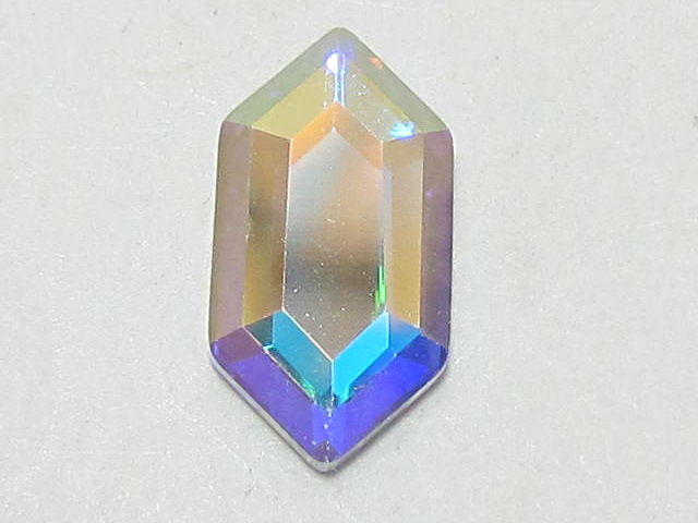 4 pcs. HEXAGON 11x5.6mm CRYSTAL AB STAR BRIGHT FLATBACK Rhinestones